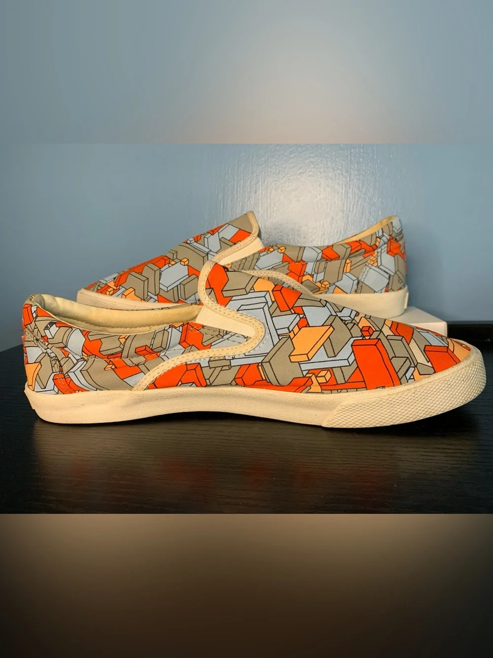 Bucket Feet Men's Slip-On Loafers in Orange, Gray, Light Blue